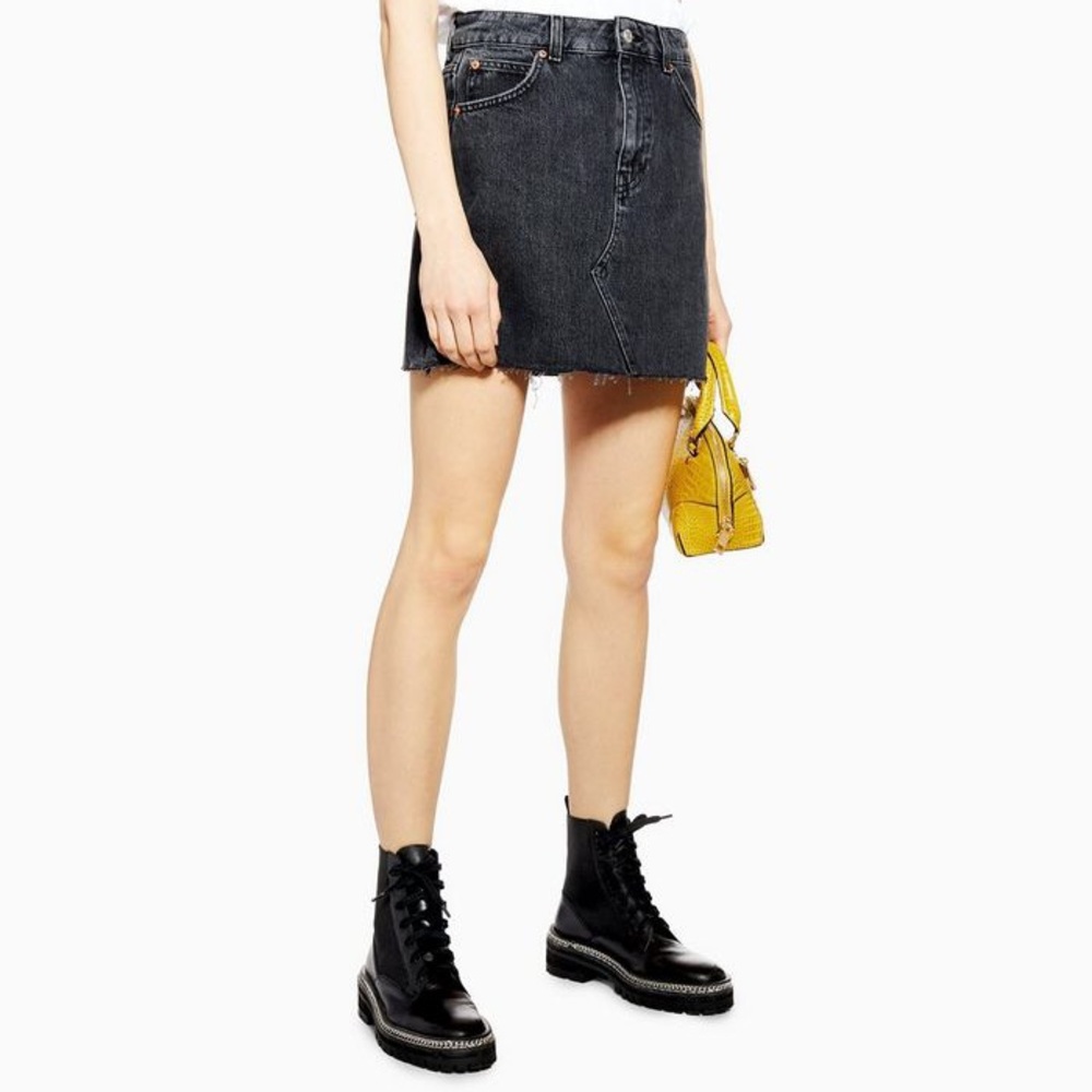 Top shop washed black mini denim skirt